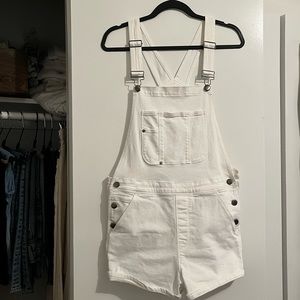 Frame white denim overalls